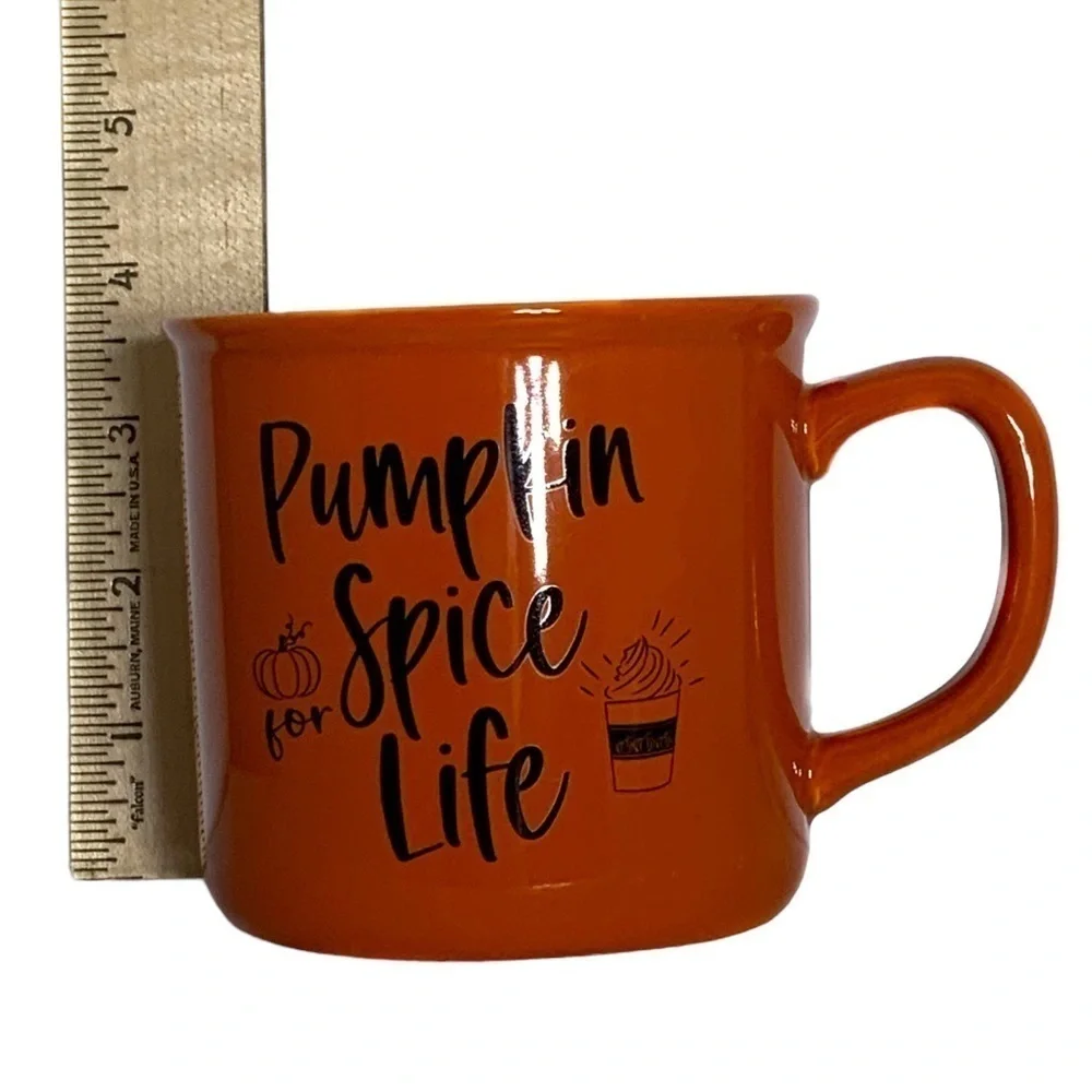 Autumn Pumpkin Spice Mug Harvest Orange Gingham Plaid Check Novelty Quote